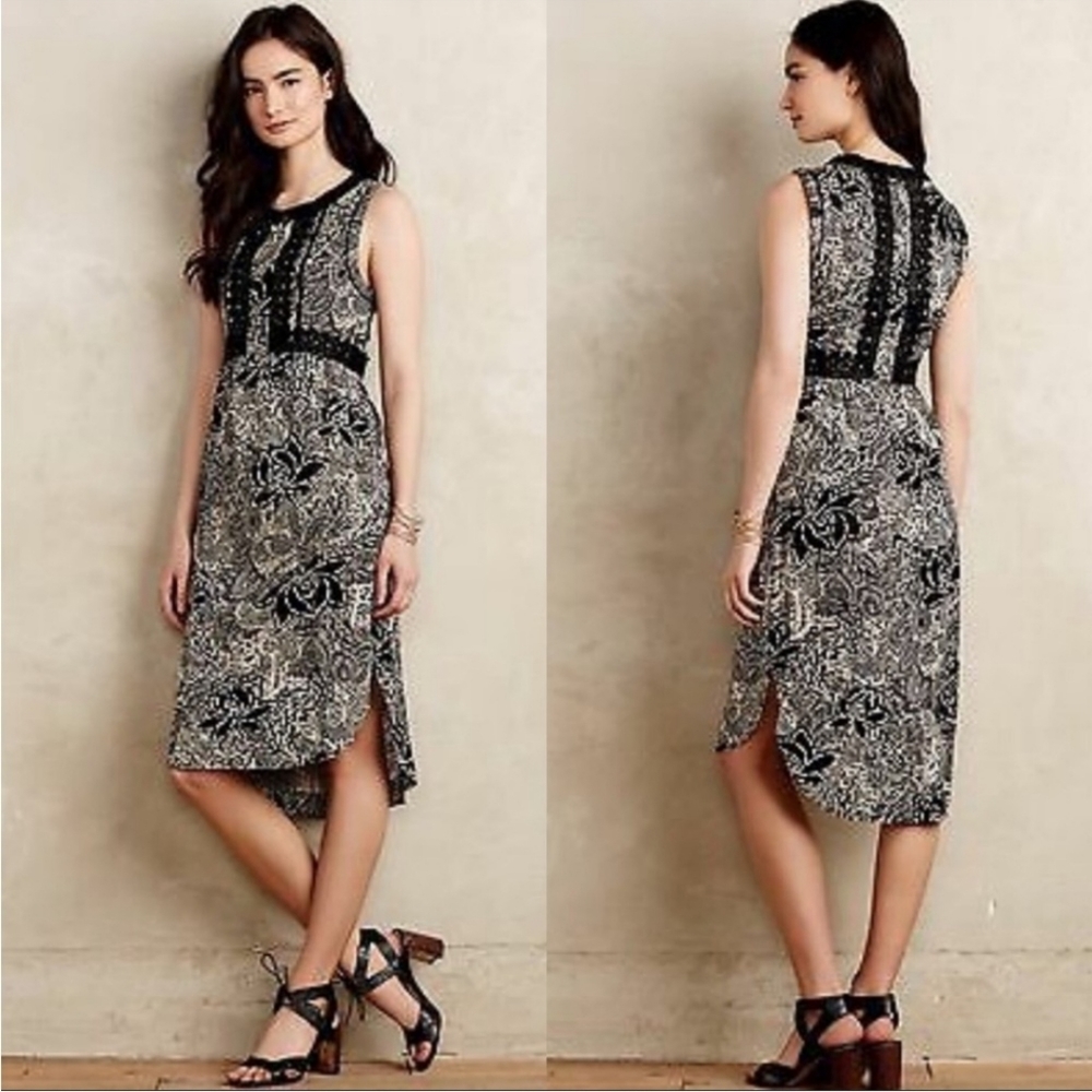 Holding Horses Suraja Floral Lace High Low Round Hem Sleeveless Midi Dress
